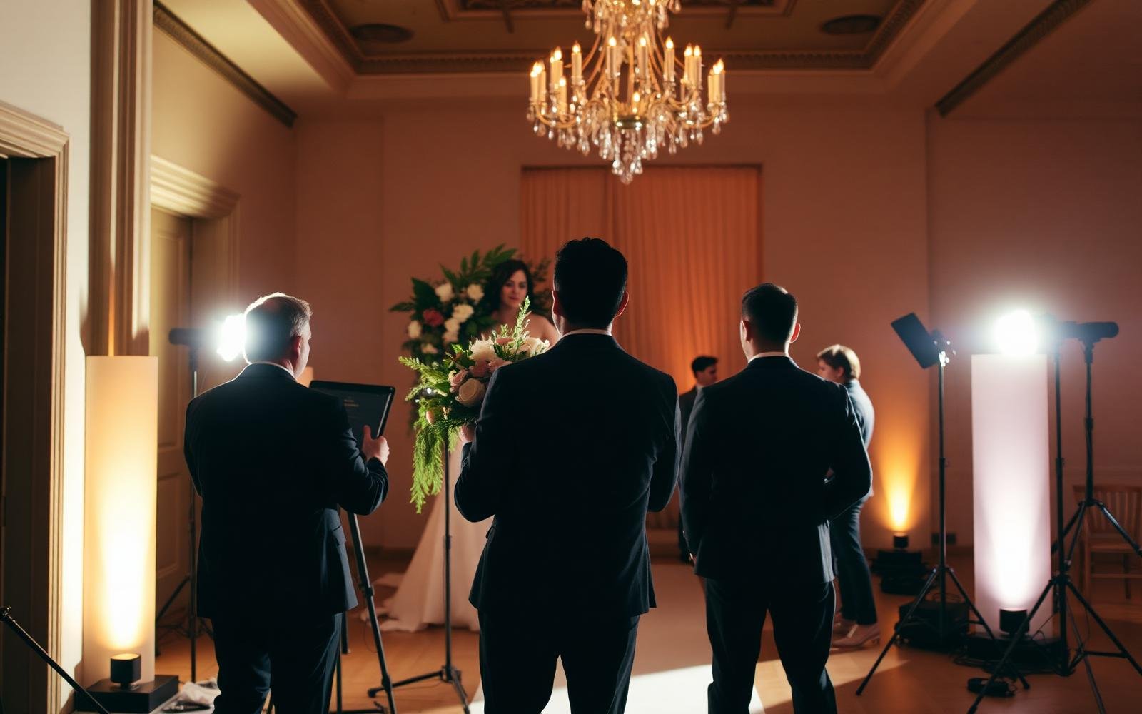 The MM Events production team setting up a wedding venue